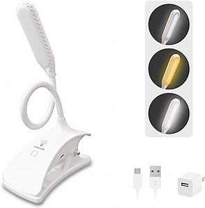 Book Light for Reading in Bed - Multi Brightness Reading Light - Clip On Light (White)