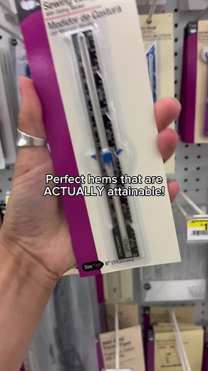 This hem gauge is a great way to get perfectly even hems! Have you used one? #sewingtips #sewingtiktok #sewingproject #sewingsupplies #sewingtools