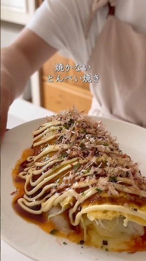 レンジでとんぺい焼き #簡単レシピ #料理 #お好みソース #cooking #レンジ