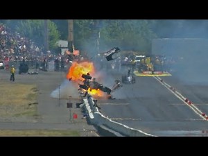 Top Alcohol Dragster crashes into the Wall NHRA Seattle