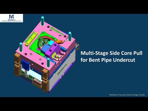 Multi-Stage Side Core Pull for Bent Pipe Undercut | Motion Sequencing Mold Design