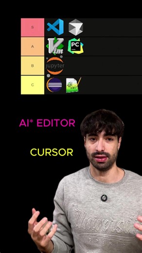 José Siles • AI • Data on Instagram: "Editor tier list #programming #editor #code #pycharm #vscode #notepad #cursorai"