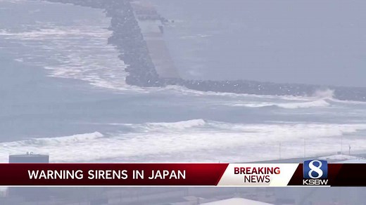 Tsunami warning sirens sound in Yokohama, Japan