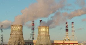 Generation of electricity by burning fossil fuels. The thermal power plant. Stock Video