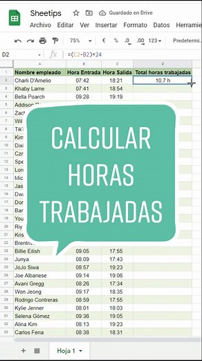 Calcular Horas Trabajadas en Google Sheets y Excel