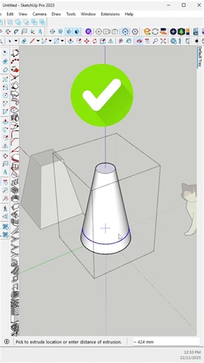Tips Sketchup: Extrude Model With Taper #tipsandtricks #tipsketchup #sketchup #3drender #aảchidea3d