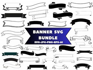 Banner Svg Bundle,silhouette,cricut,cut File,banner Vector,banner Outline,clipart,design,png Files,eps,ai,jpg Files,instant Download. - Etsy