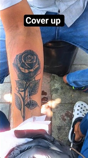 rose tattoo cover up 🌹||#tattoofun #coverup #love