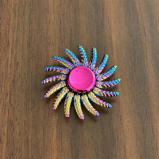 Rainbow Phoenix Wing Fidget Spinner, Metal Feathered Sawblade Kinetic Desk Toy, Iridescent Prismatic Fern - Etsy