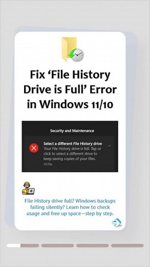 💾 File History Drive Full? Fix Backup Issues in Windows!#windowstips #backup #techfix