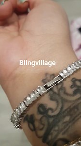 Beautiful rectangle emerald cut fully studded crystal tennis bracelet . To order call WhatsApp 9711881631 | BlingVillage | Facebook