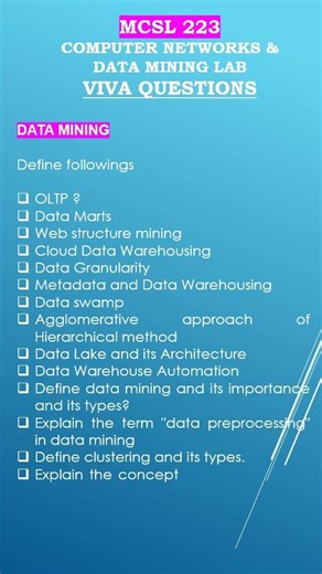 PART 2- MCSL 223 II COMPUTER NETWORKS & DATA MINING LAB II VIVA QUESTIONS #mcsl223 #mca_new #ignou