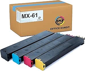 Office Bandit Compatible Toner for Sharp MX-3071, MX-4071, MX-5071 MX61 MX-61NTBA, MX-61NTCA, MX-61NTMA, MX-C61NTYA Black, Cyan, Magenta, Yellow