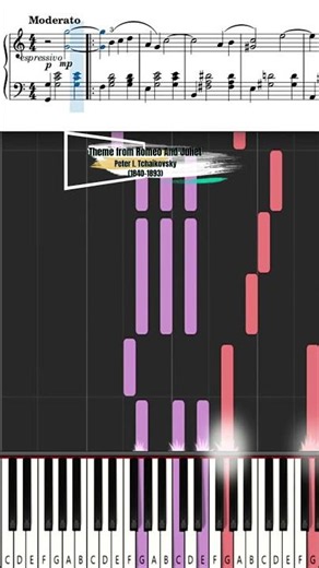 Theme from Romeo And Juliet [Peter Ilyich Tchaikovsky] ♫ Classic Piano Tutorial (Easy) #Shorts