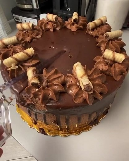 Red Velvet Cake with Nutella Frosting! 🤤🍰🍫💦 #cake #cakes #nutella #frosting #redvelvet