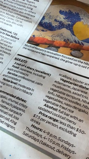 Nakato Japanese Restaurant | ⭐️⭐️⭐️/ ⭐️⭐️⭐️⭐️ for Nakato in today's @ajcnews print edition! We're so honored to share this fantastic review that @HenriHollis wrote... | Instagram