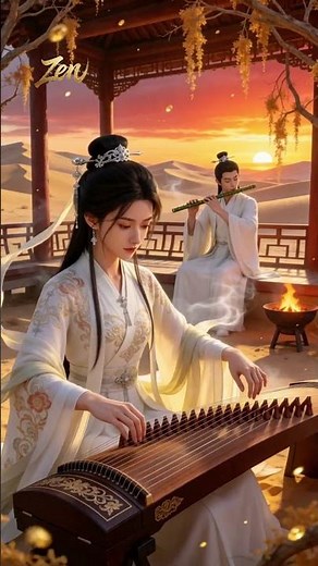 Chinese Zen Guzheng & Flute | Desert Sunset Pavilion, Peace for Weary Souls #zenmeditation