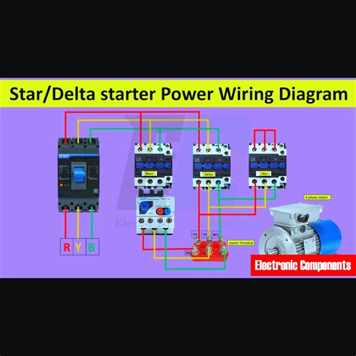 star delta starter power wiring | star delta starter wiring diagram #fblifestyle | 𝐄𝐥𝐞𝐜𝐭𝐫𝐨𝐧𝐢𝐜 𝐂𝐨𝐦𝐩𝐨𝐧𝐞𝐧𝐭𝐬