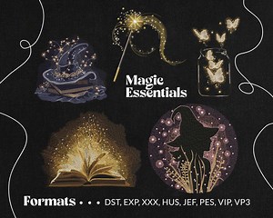 Exclusive Set of Magic Essentials Machine Embroidery Design, Set of 5 Magic Embroidery Pattern, Magic School Embroidery, Shiny Embroidery - Etsy