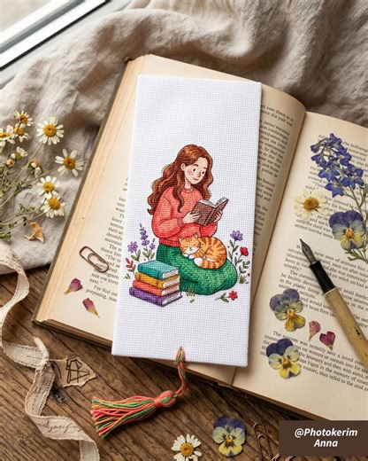 Cat & Reader Cross Stitch Pattern PDF | Bookmark Cross Stitch Pattern | Cat Lover Book Lover Gift | Cute Cozy Design | Instant Download - Etsy