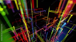 Immersive exploration of a neural network's architecture, revealing the underlying structure and computational processes that power AI. Stock Video