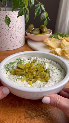 This Dill Pickles Dip recipe is SO easy to make and perfect for the pickle lover in your life! It’s made with a few simple ingredients and comes together in under 10 minutes. Ingredients ▢½ cup of whipped cream cheese ▢½ cup of Greek yogurt or sour cream ▢2 tablespoons of pickle juice/ brine ▢½ teaspoon of garlic powder ▢½ teaspoon of onion powder ▢⅔ cup of finely diced dill pickles ▢1 tablespoon of fresh dill finely chopped ▢Salt and pepper to taste* | Food With Feeling