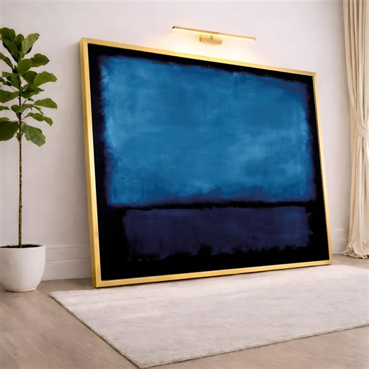 Abstract Blue Gradient Canvas Wall Art, Modern Minimalist Painting, Contemporary Home Decor, Blue and Black Color Block Canvas - Etsy