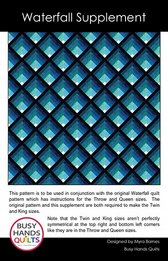 Waterfall Quilt Pattern Supplement, PDF DIGITAL DOWNLOAD, Adds Twin and King Sizes to Original Pattern, Log Cabin Blocks, Busy Hands Quilts - Etsy