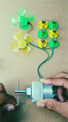 Two DC Motor and Six DC Bulb Powered by 12V Gear Motor — Science Project