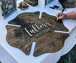 Firefighter Wedding Guest Book Sign, Maltese Cross Wood Decor, Personalized 2025 Wedding or Bridal Shower Gift, Wedding Keepsake - Etsy