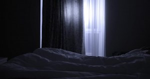 Man with sleepwalking wake up at night and going in the room