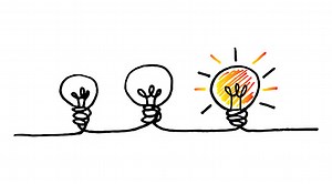Doodle hand drawn light bulb icon with concept of idea. solution....