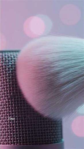 Macro shot of a fluffy makeup brush brushing across a microphone Asmr👌#asmrshorts