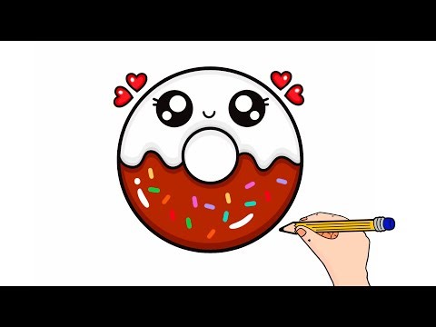 How To Draw a Cute 🍩 Chocolate Donut Easy | Draw a Cute Donut Easy | Drawing Donut for Beginners
