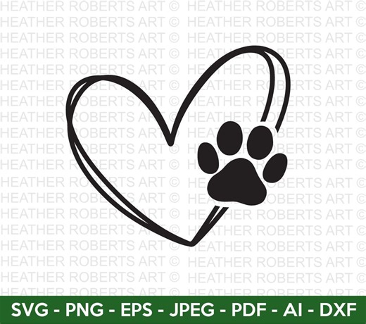 Dog Paw Heart SVG: Animal Print Cut Files (digital Download) - Etsy UK