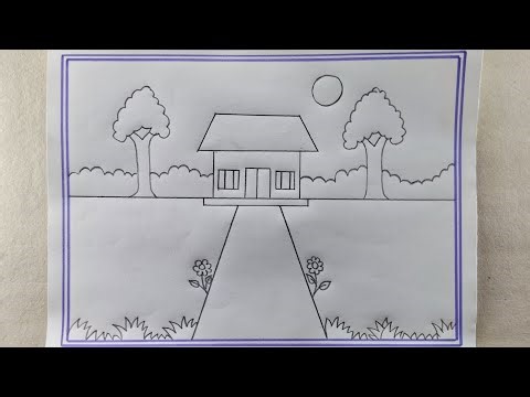 Beautiful village House drawing tutorial (step by step) very easy for biggenars 