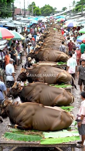 "Shocking! Giant Indian Bison Appears in a Traditional Market" 🐂🔥