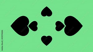 Animated countdown three with black heart symbol rotating green screen Stock Video