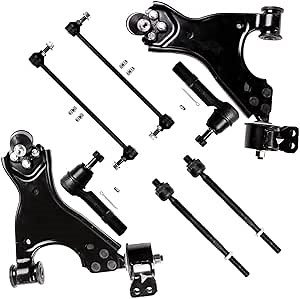 10pc Set Front Lower Control Arm Tie Rod End Sway Bar Suspension Kit Replacement for 2009-2017 for Chevy Traverse 2007-2016 for GMC Acadia for Buick Enclave 2007-2010 for Saturn Outlook