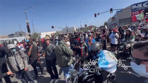 Motorcyclists Drive Through Police Line During LA ICE Protest