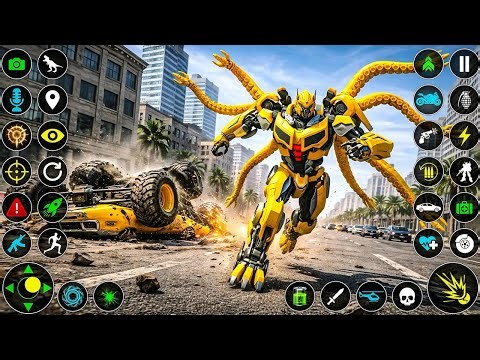 Octopus Robot Car Monster Truck Jet Transformation Robot Game Mega Fight in City - Android Gameplay
