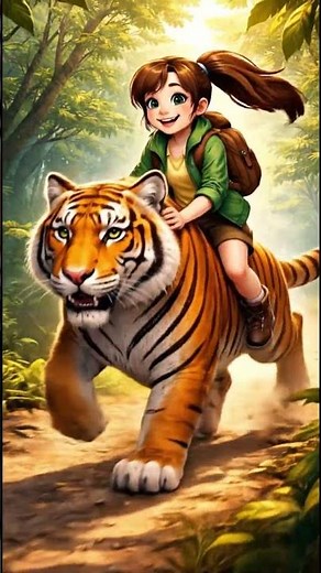 Little Girl Rides a Tiger in the Jungle | Tania Adventure Story #adventure #animation #animatedstory