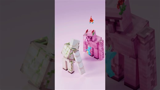 Minecraft iron golem vs pretty little baby cute satisfying 3D cloth and fluid simulation!