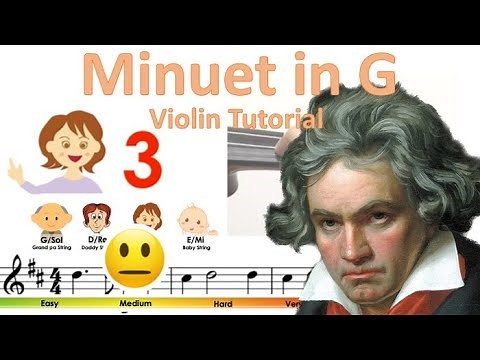 Beethoven's minuet in G | Suzuki Violin book 2 | sheet music and easy violin tutorial