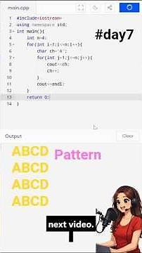 || Day 7 || 🔥 Learn C++ Pattern in 60 Seconds | ABCD Loop Trick ||
