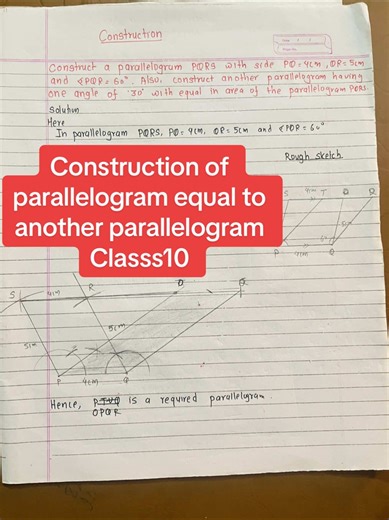Constructing a parallelogram equal in area to a given another parallelogram.Class 10 Geometry made simple with step-by-step construction and clear logic. #Class10Maths #Geometry #Parallelogram #SEE2082 #LERANMATHSWITHANITA