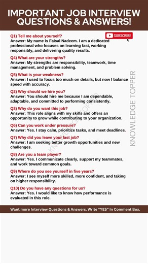 10 Most Common Interview Questions and Answers