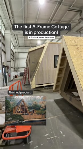 ✨ Behind the scenes: Our very first A-Frame Cottage is officially in production! ✨ This Zook Cabins modular tiny home features cathedral ceilings and a warm, inviting design perfect for resort cabins or luxury glamping. Follow along to see this modular cabin come together! 🏡 405 finished sq ft 🌲 Available in 3 Natural Exterior Tones 🛌 Space for 1 King Bed or 2 Queen Beds 🛁 Freestanding Tub & Walk-In Shower Link in the comments to learn more or request a quote 🏡 #ModularTinyHome #ModularHome