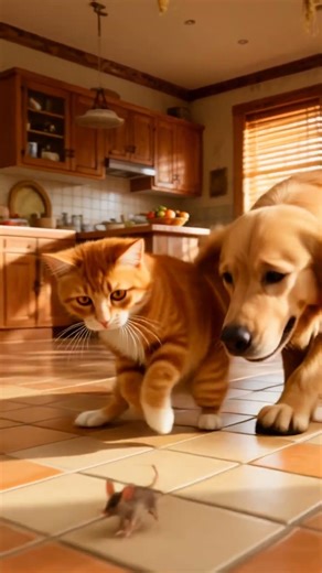 Cats and dogs catching mice