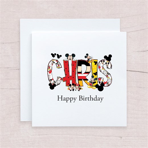 Personalised Disney Name Birthday Card, Mickey Mouse Doodle Letters Card for Birthday, Father's Day, Mother's Day, Valentine's Day - Etsy Canada